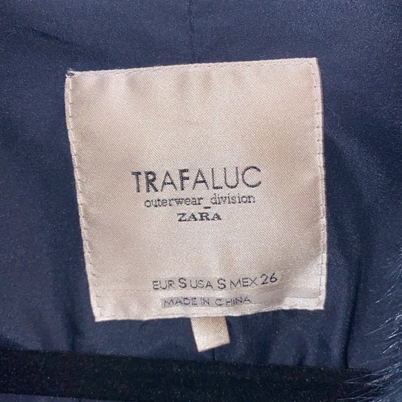 ZARA Trafaluc faux fur jacket short fur midnight blue Size S - Picture 4 of 15